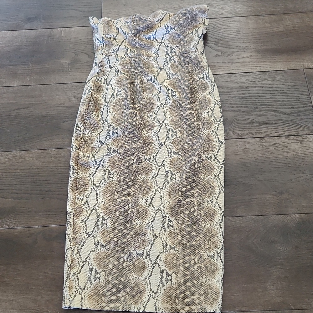 Katie May Vixen Faux Leather Snake Print Python Strapless Dress M